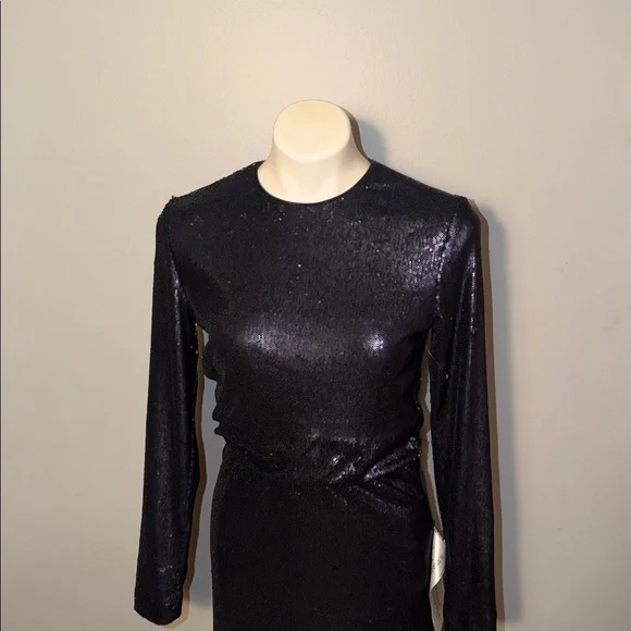 Dress the Population ladies Jean sequin long sleeve Dress in Navy. Small. NWT - Picture 4 of 12